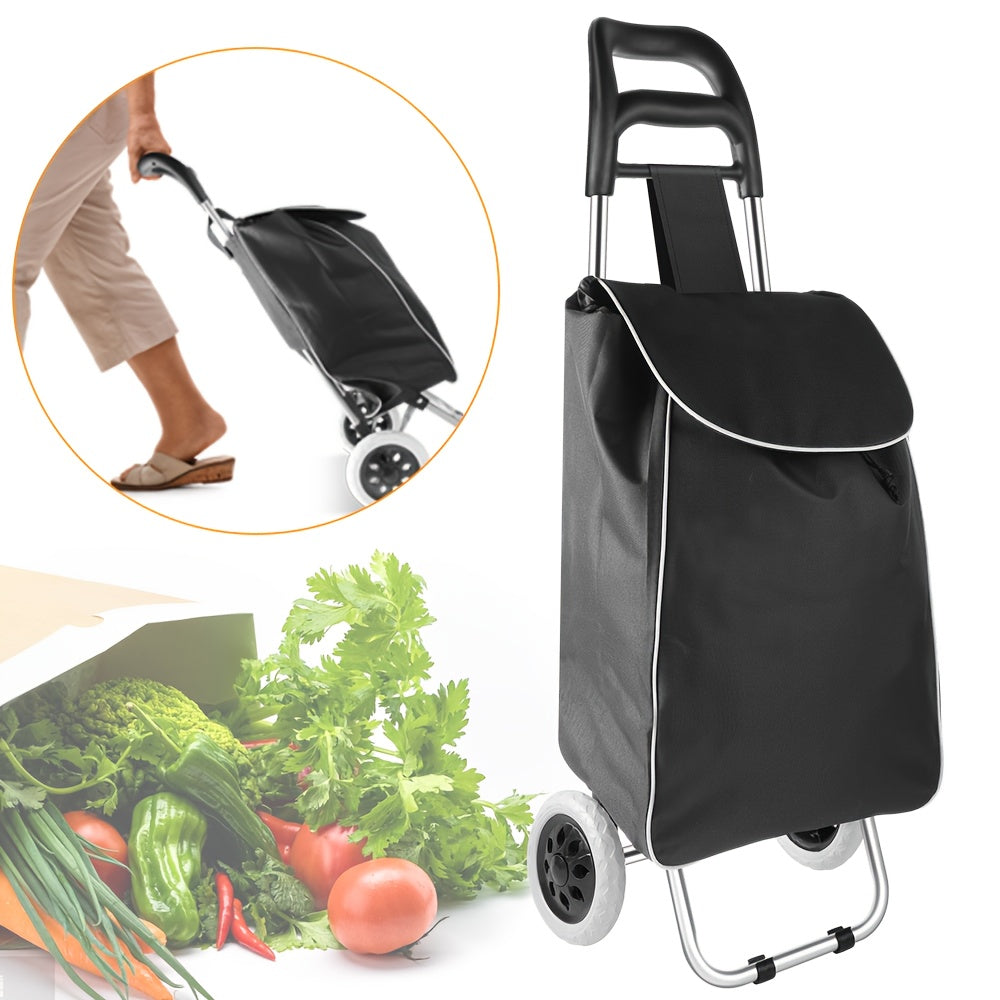 35L Durable Folding Shopping Cart, Lightweight Multifunctional Utility Trolley, Large Capacity Dual-Wheel for Grocery And Camping Gear Organizer, Portable Outdoor Storage Rack for Luggage Carrier Perfect Gift Shelving Unit Local Warehouse