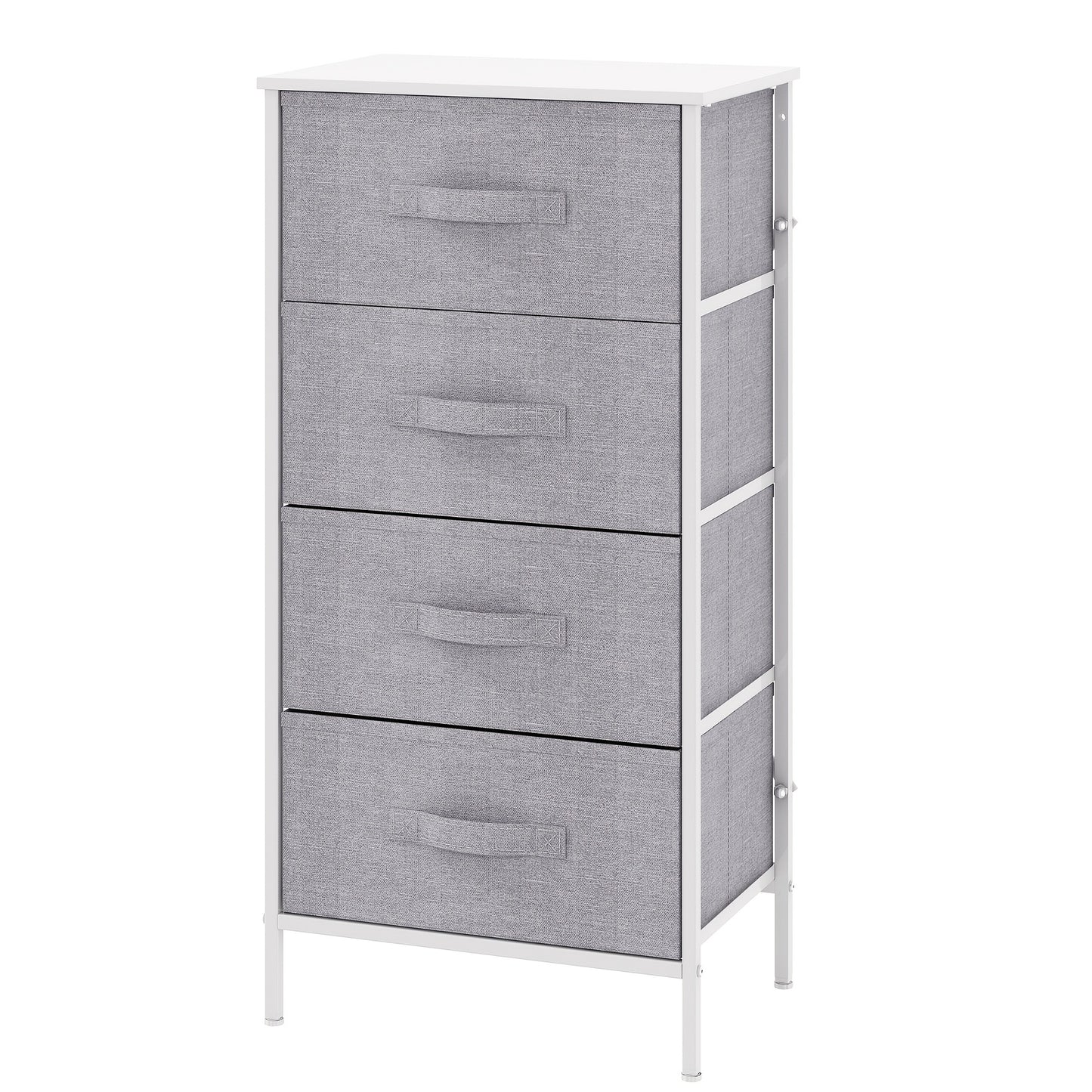 4-Drawer Tall Dresser Storage Cabinet with MDF Wood Top & Metal Frame – Freestanding Vertical Tower Chest of Drawers for Bedroom Living Room 68cm Height 6 Colours