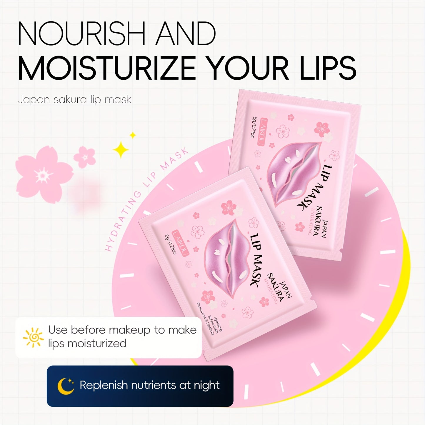 Hydrating Lip Eye & Cleansing Mud Mask 50 Packs, With 10pcs Turmeric & Vitamin C Mud Mask, Sakura Hydrating Lip Mask, Vitamin C Lip Mask, Golden Eye Mask, Birthday Gift Set, For Girlfriend, Sister & Mother