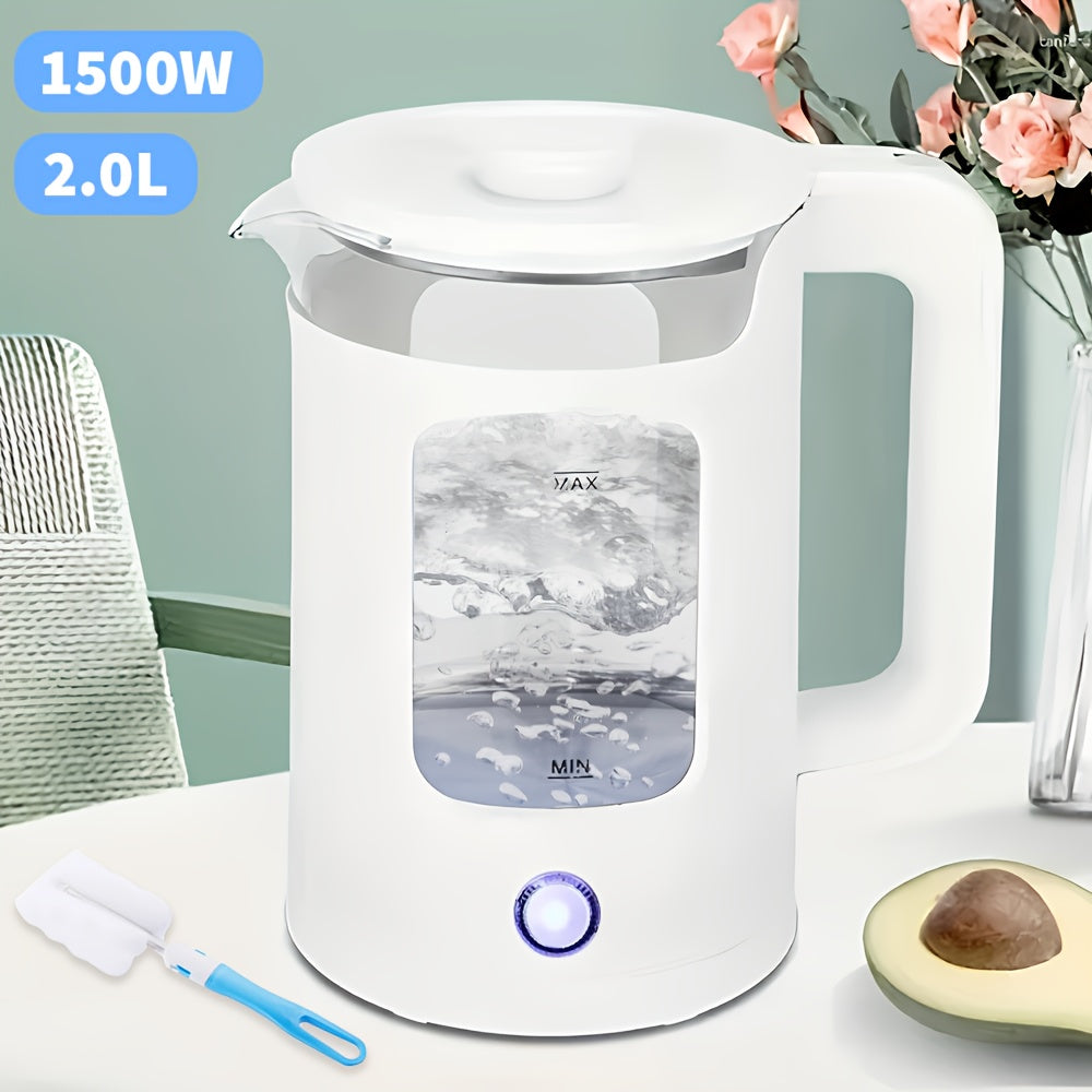 1pc 2L Quickboil Electric Kettle, Send A Sponge Brush, 1500W High Power Fast-Boiling Electric Kettle, 220V Portable Design with Stainless Steel Accents Ideal for Home & Office Use, Multi-Functional Perfect Modern Kitchens