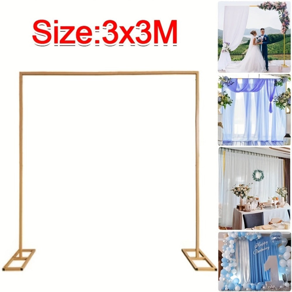 3x3m Gold Wedding Backdrop Stand – Adjustable Metal Pipe Background Frame for Weddings, Parties & Photo Booths | Free UK Delivery