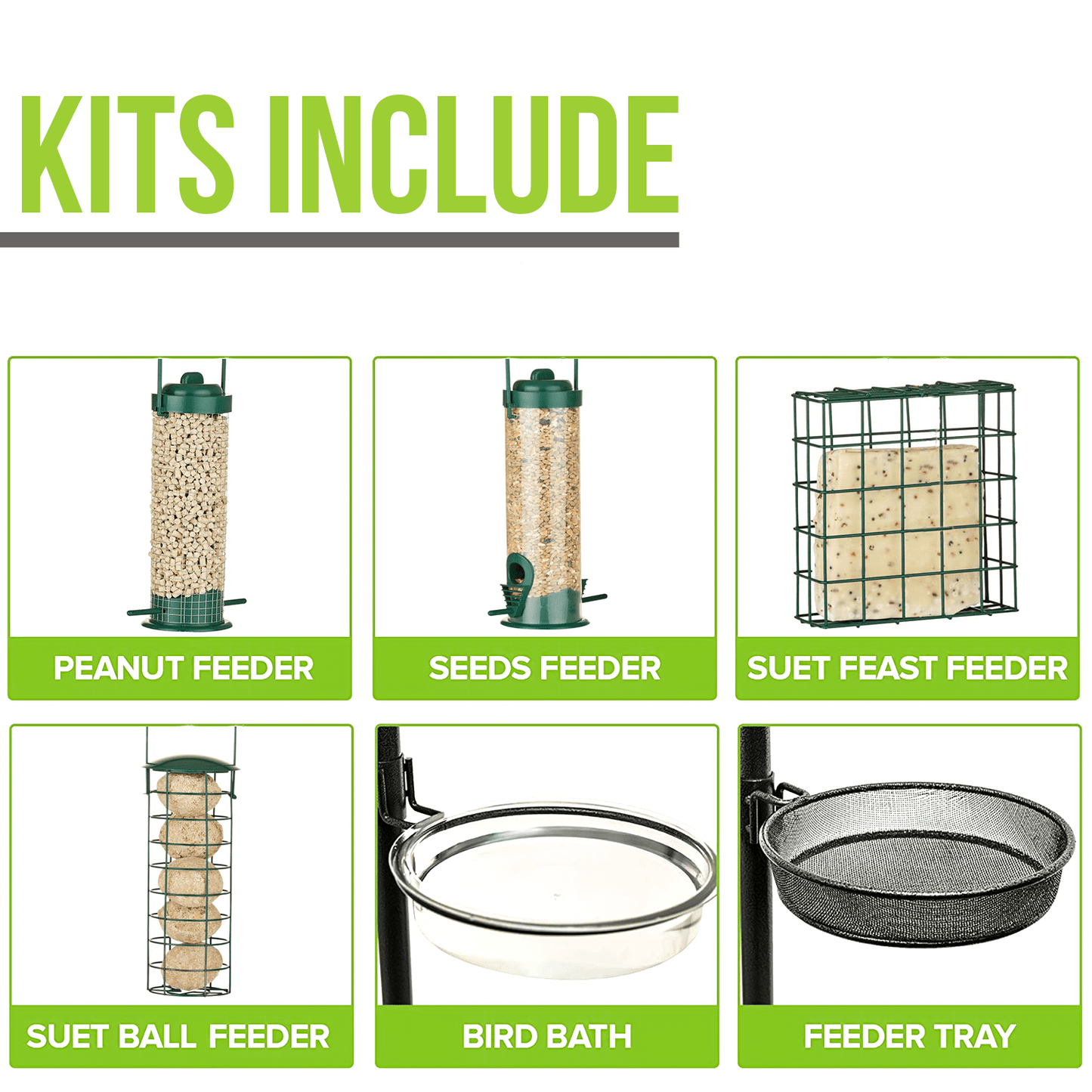 Wild Bird Feeding Station with Feeders Water & Seed Tray Perfect for Gardens Outdoor Feeder Table Ground Spike Base
