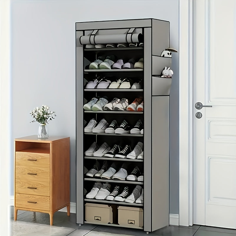 10-Tier Shoe Storage Organizer with a Dust Cover, Space-Saving Entryway Shoe Rack, Easy to Put Together, Ideal for Home Shoe Storage And Closets