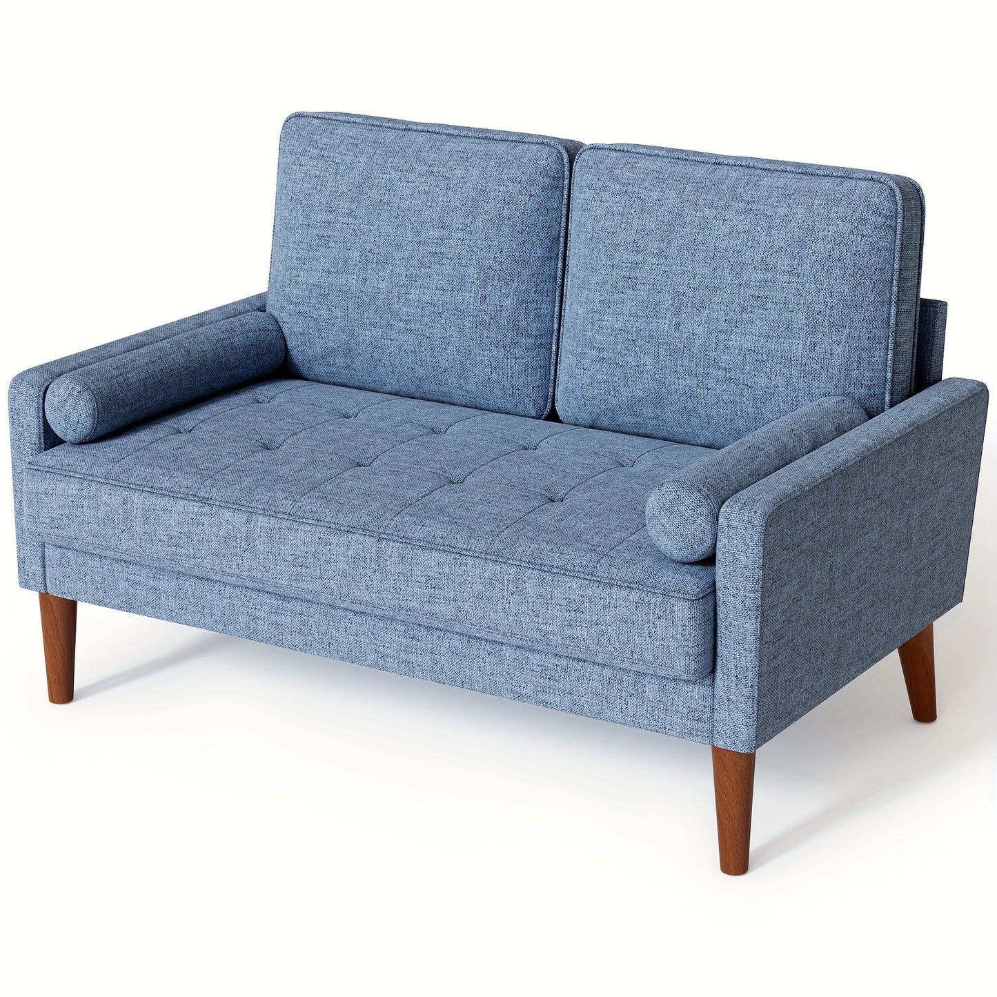 2 Seater Linen Sofa with Spring Cushion High Resilience Foam Loveseat with Armrests Compact Living Room Bedroom Office Sofa Ash Beige