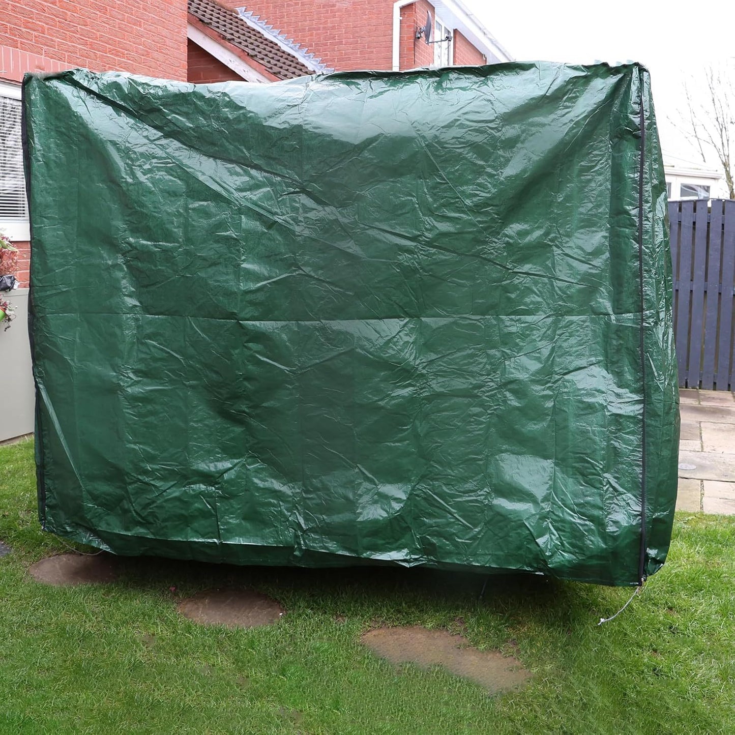Garden Swing Covers Waterproof Heavy Duty Outdoor Swinging Chair Cover Windproof Anti-UV Patio Garden Hammock Cover With Zips (Green)