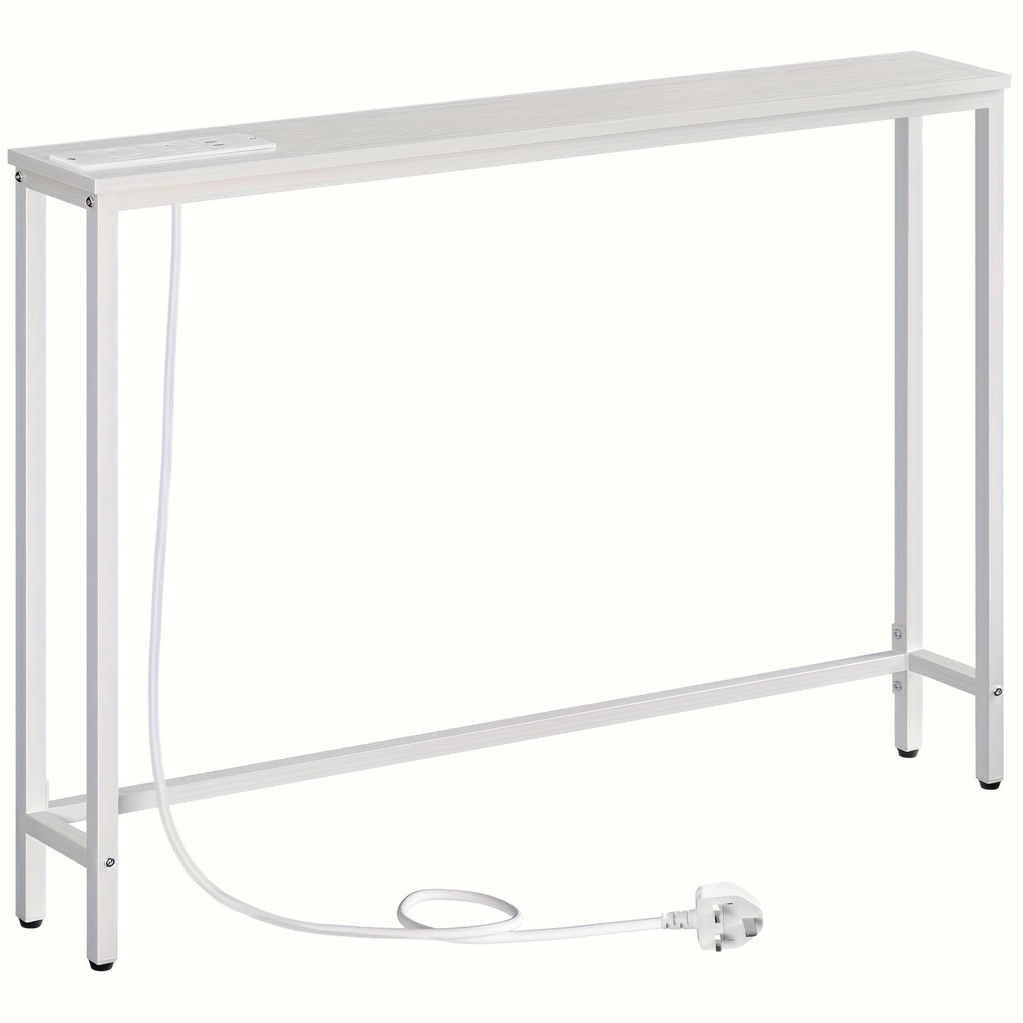 Narrow Console Table Featuring a Charging Station, Hallway Table Equipped with USB Ports And Power Outlets, 100 Cm in Length, Ideal for Small Areas, Rustic Brown End