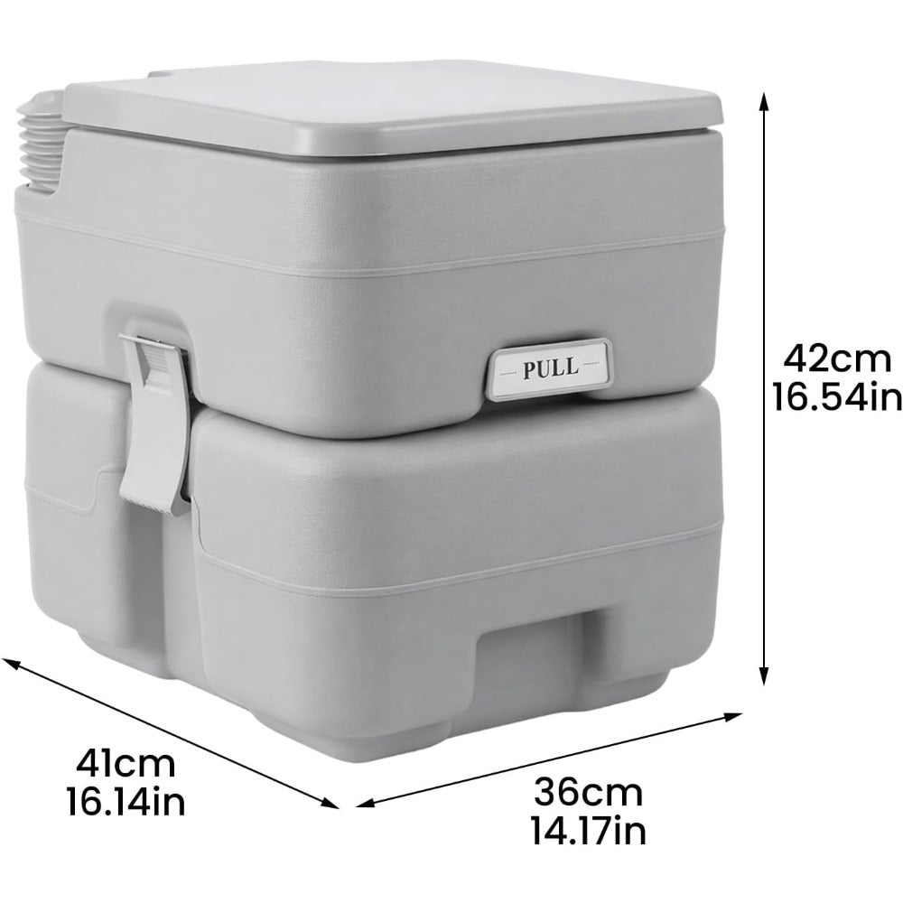 Portable Camping Toilet 20L, Lightweight Outdoor Travel Toilet with Removable Waste Tank, Flushable Portable Potty for Camping, Campervan, Caravan, Boat & RV