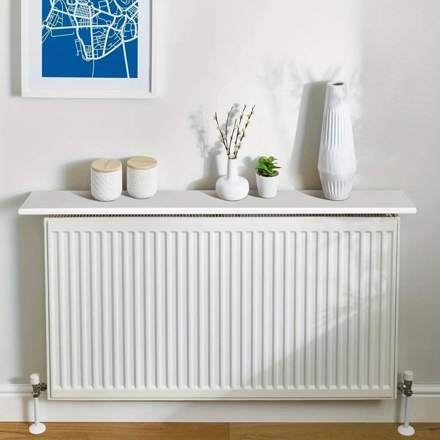 Radiator Shelf 60cm MDF Wooden Floating Shelf Cover Modern Cabinet Top for Offices Living Rooms Kitchens Radiator