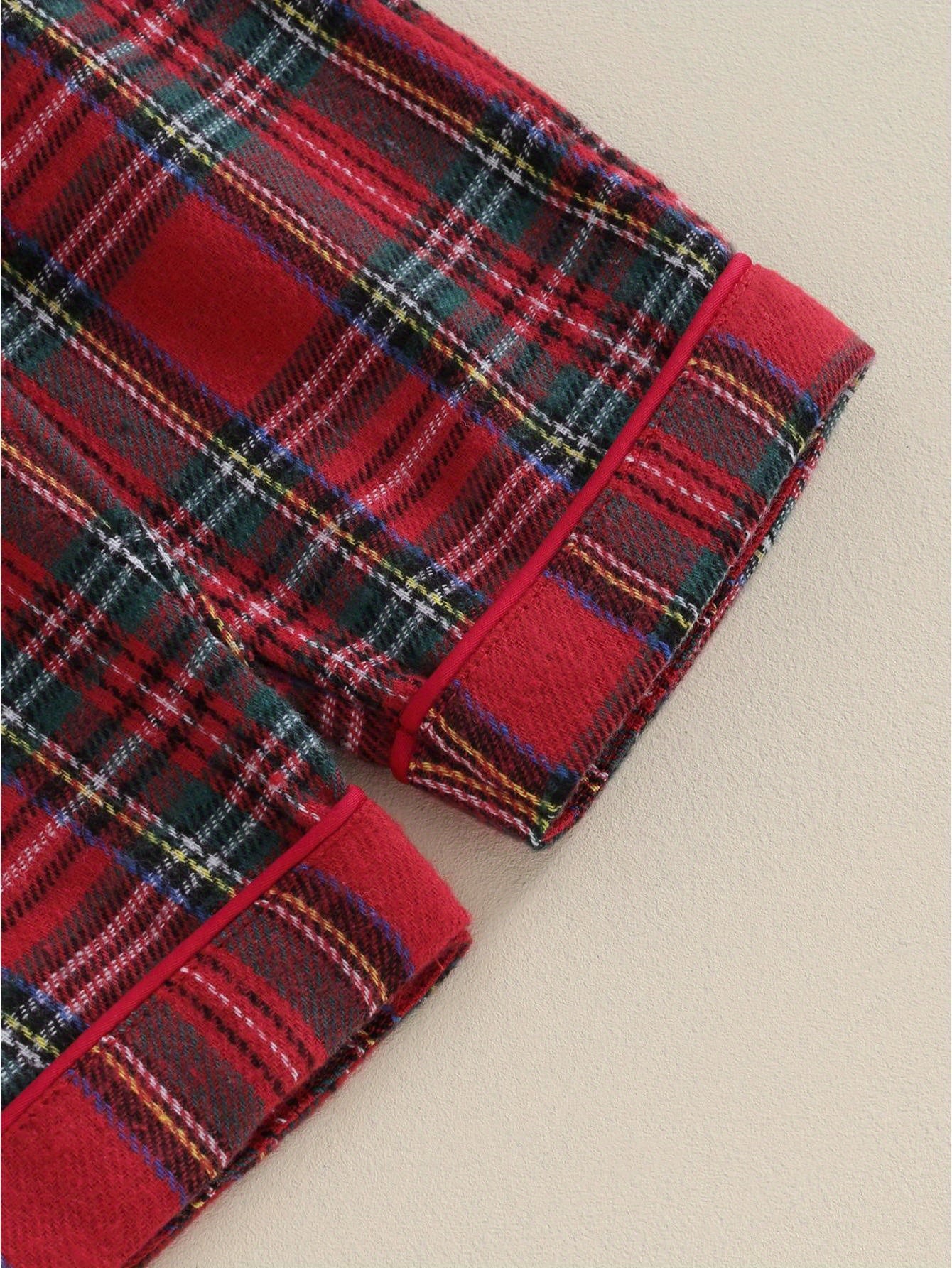 Kids Christmas Set - Red & Plaid Button-Up Long Sleeve Shirt & Elastic Pants, Cozy Winter Outfit with Snap Closure, Soft Fabric for Holiday Parties, for Outdoor