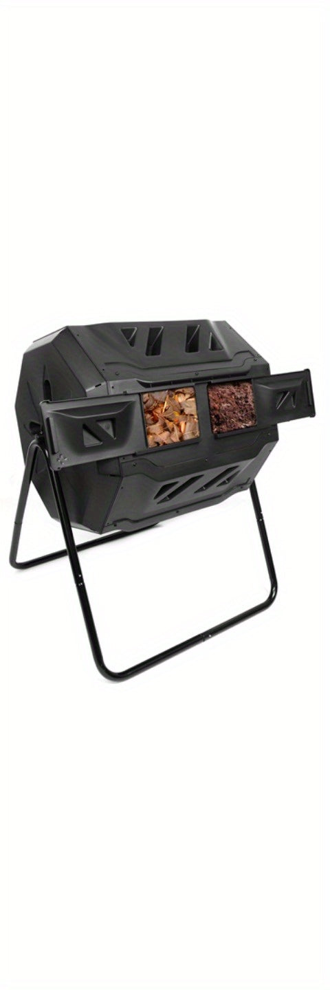 Tumbling Compost Bin 160L, Dual Chamber Rotating Composter, Compost Tumbler Tumbling Composter, Create Fertile Soil, Aerating Compost Tumbler Bin, Black