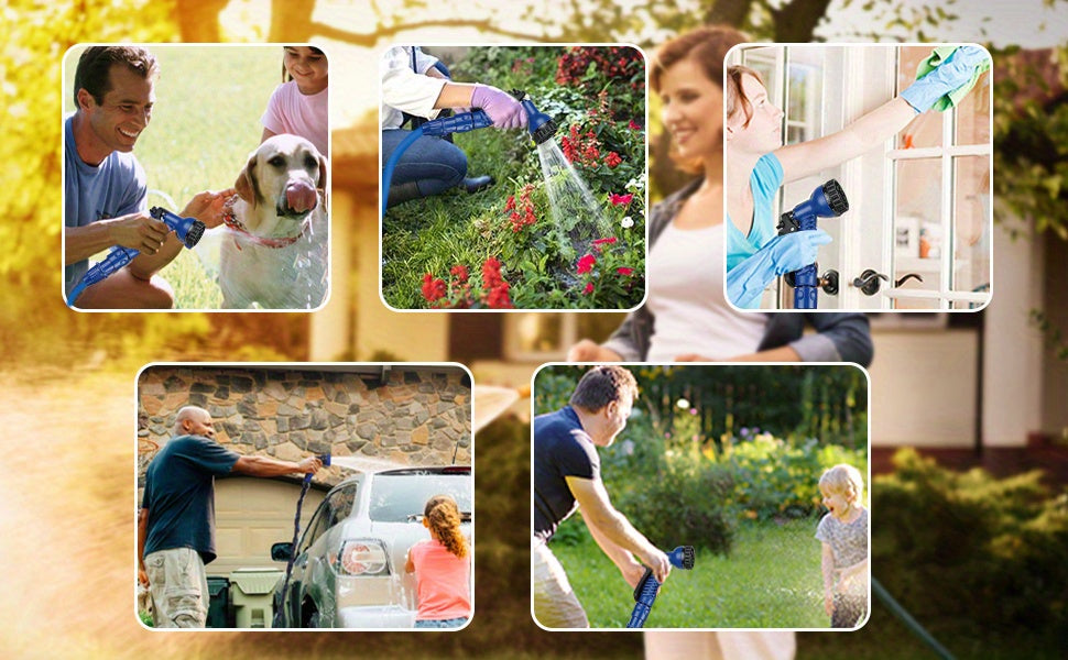 100ft Expandable Garden Hose Pipe, Flexible Expanding Magic Hose with 3/ 4", 1/ 2" Fittings, Garden Hose with 7 Function Spray Nozzle