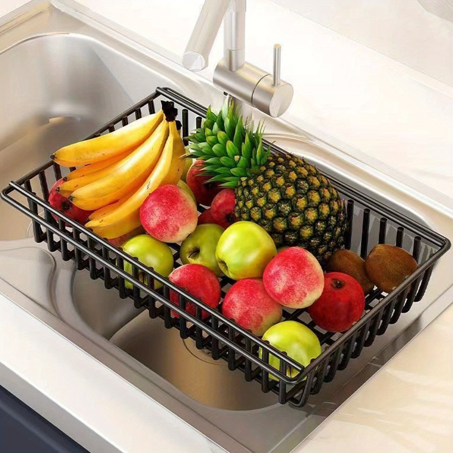 Versatile 4-Tier Metal Storage Shelf with Baskets - Durable, Space-Saving Organizer for Kitchen, Living Room, Bedroom - Rolling Carbon Steel Rack with Wheels