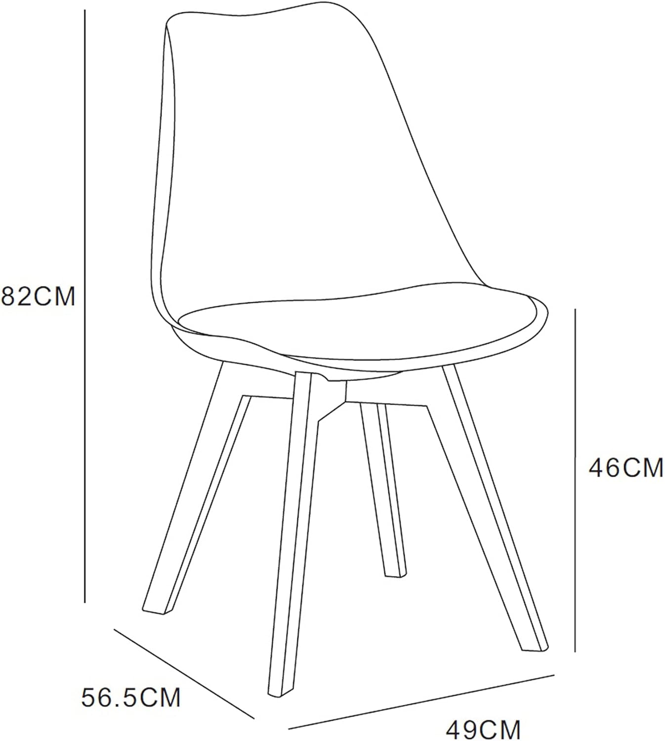 mcc direct Set of 4 Dining Chairs Wooden Legs Soft Cushion Pad Stylish DELUXE Retro Lounge Dining Office EVA