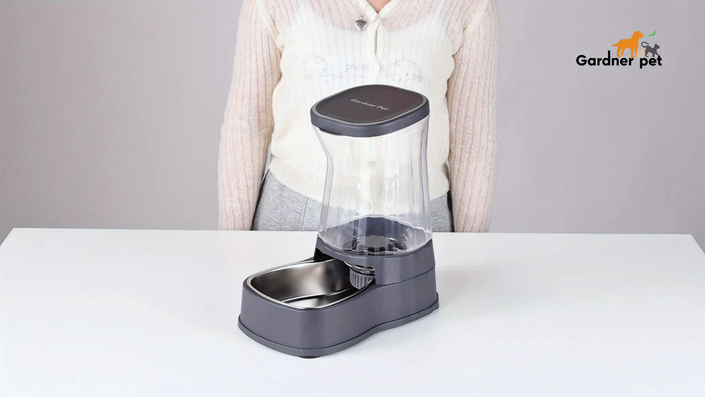 Pet Water Dispenser 3.85L Gravity Automatic Feeding, 304 Stainless Steel Bowl, Removable And Washable, Uncharged, No Battery, For Medium/ Large-Sized Dogs & Cats & Other Pets