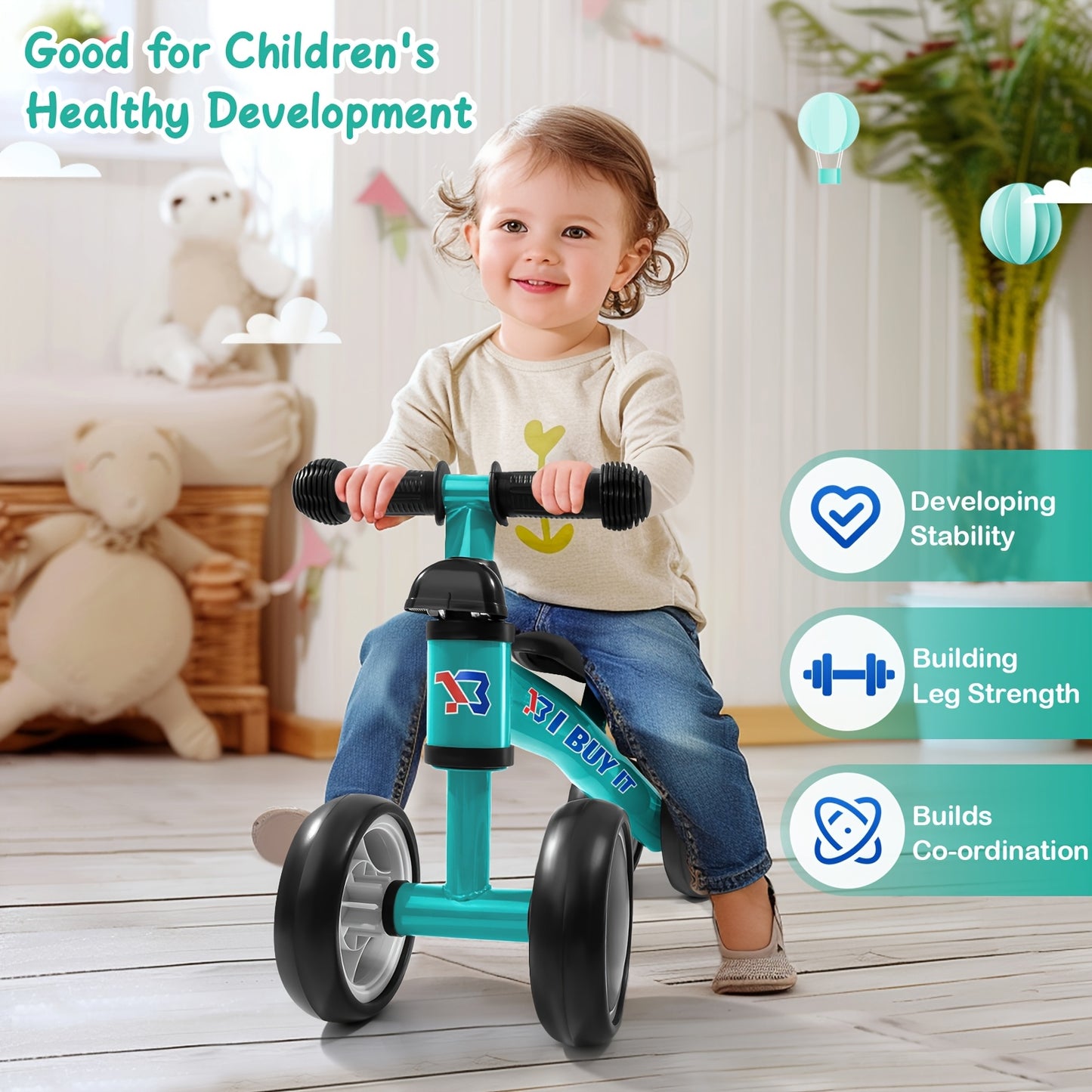 I Purchase a Baby Balance Bike That Is Lightweight And Designed for Toddlers, Featuring a Robust Frame And a Wide Base. It Comes in Four Colors: Pink, Red, Green, And Blue