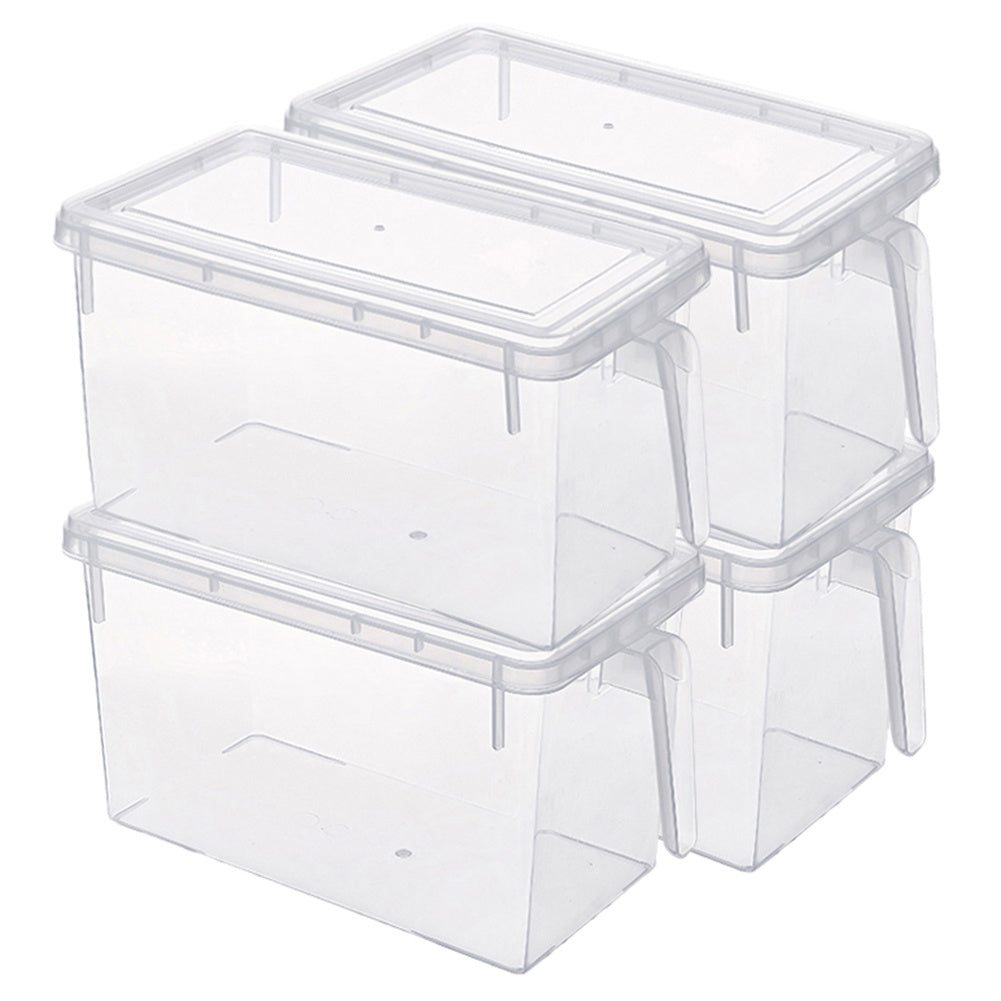 4pcs Clear Storage Box Fridge Food Container Cabinet Organizer Cupboard Holder Rack Basket Case W/ Handle Lid Valentine'S Day Gifts Holiday Gift Guide