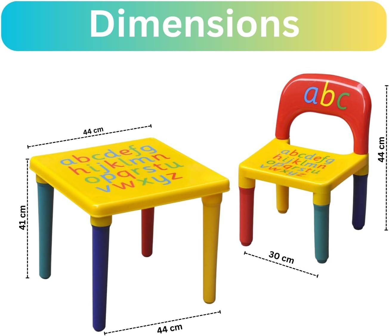Trendi ABC Alphabet Plastic Table & Chair Set - Vibrant, Durable Kids Furniture for Learning & Play | Toddlers | Multi-Color Plastic Furniture for Kids UK (Red & Blue)