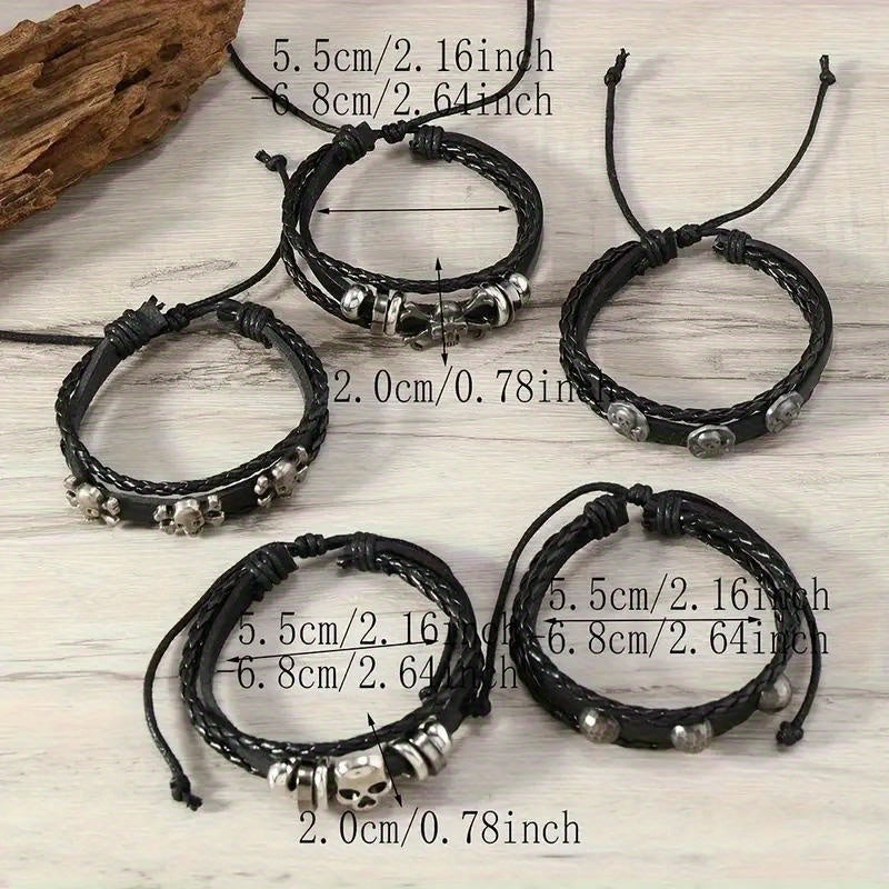 36pcs Skull Punk Style Handwoven Men'S Bangle bangle bracelet Set