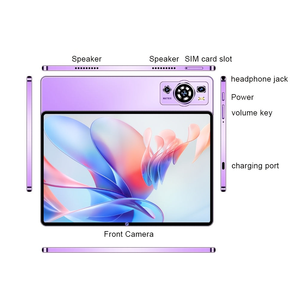 UXD A5 Android 15 Tablet 10.1 Inch IPS Screen, 12GB RAM+256GB ROM (Expandable to 1TB), Supports Wifi, HD Screen, Octa-Core Processor, 6000Mah Battery, Comes with a Full Set of Additions Including Keyboard, Mouse, Stylus, Protective Case, Etc.