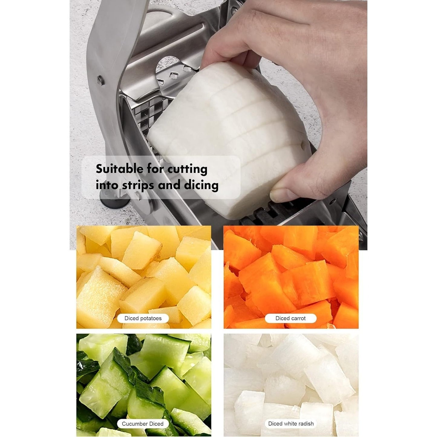 Potato Chipper, Professional Chip Chopper Cutter Slicer Maker, Stainless Steel Sharp Blades for French Fry Cutter Easily for Home and Commercial Use French Fries