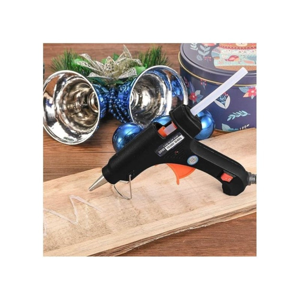 Hot Glue Gun 20W with 50 Glue Sticks UK Plug Electric Trigger Melt Adhesive for Crafts DIY Wood Fabric Glass Repairs