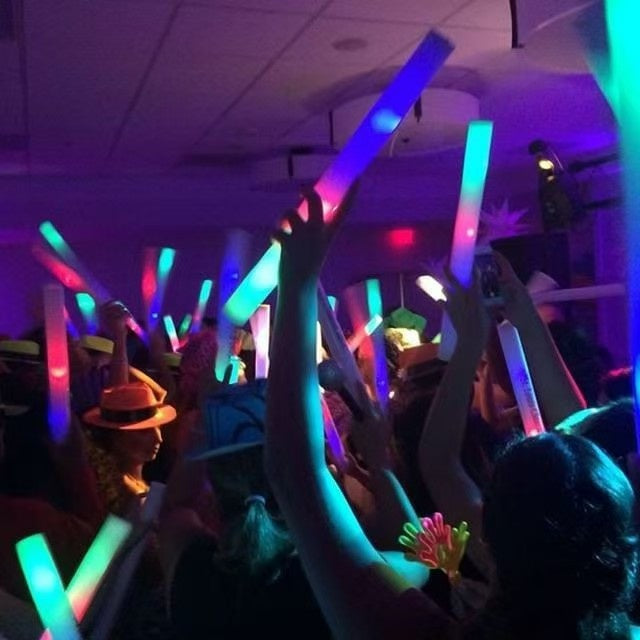 50pcs LED Foam Glow Sticks Wholesale - Party Set, Three-Color Flashing, Suitable for Weddings, Sports Events, Concerts, Camping, and Nighttime Glow Celebrations, the Best Supply Set for Party Activities