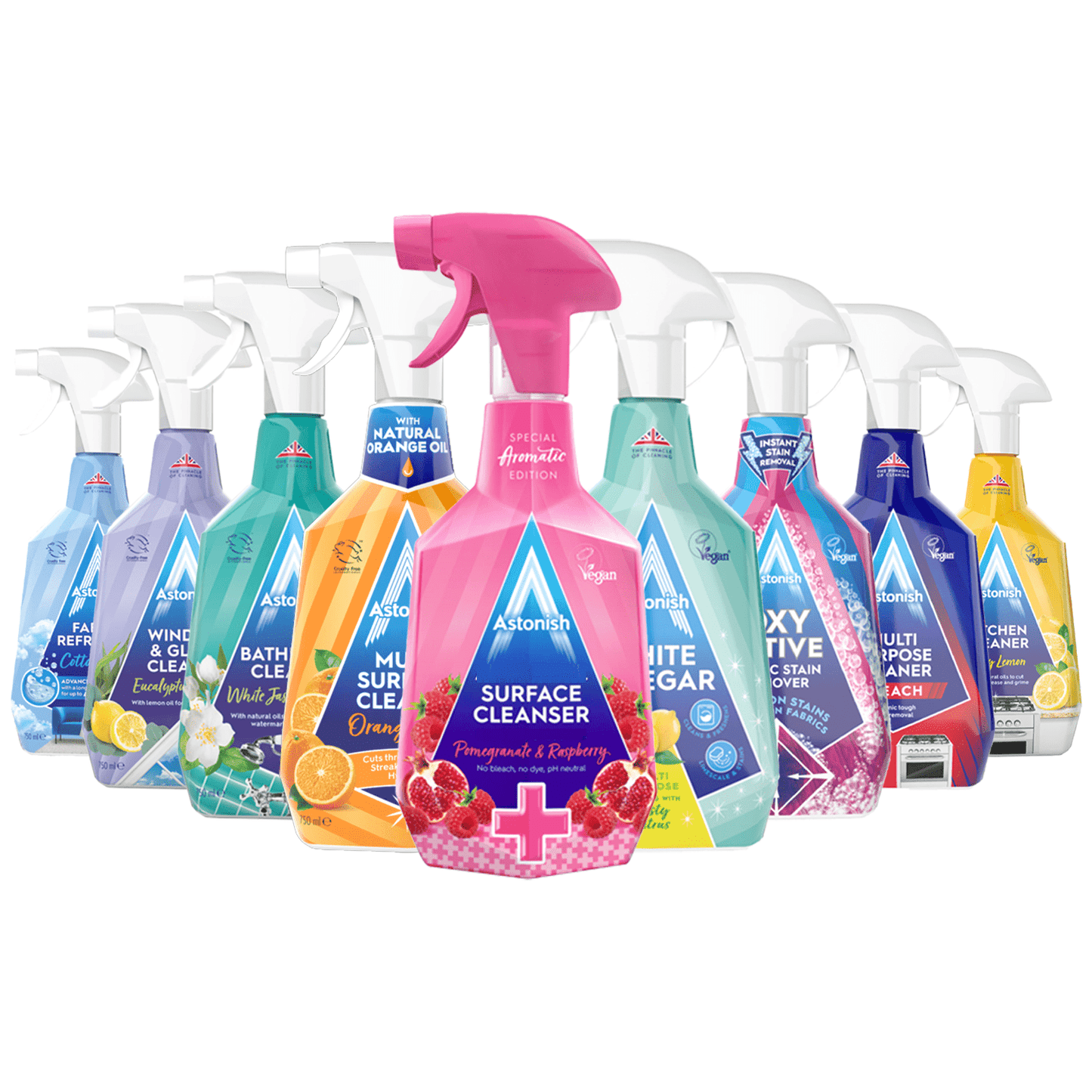 Astonish 9 Piece Cleaning Bundle Gift Set 750ml, Fabric Refresher, Kitchen, Bathroom, Window & Glass Cleaner, Surface Cleaner, Multi Purpose, Stain Remover, Cleaning Vinegar