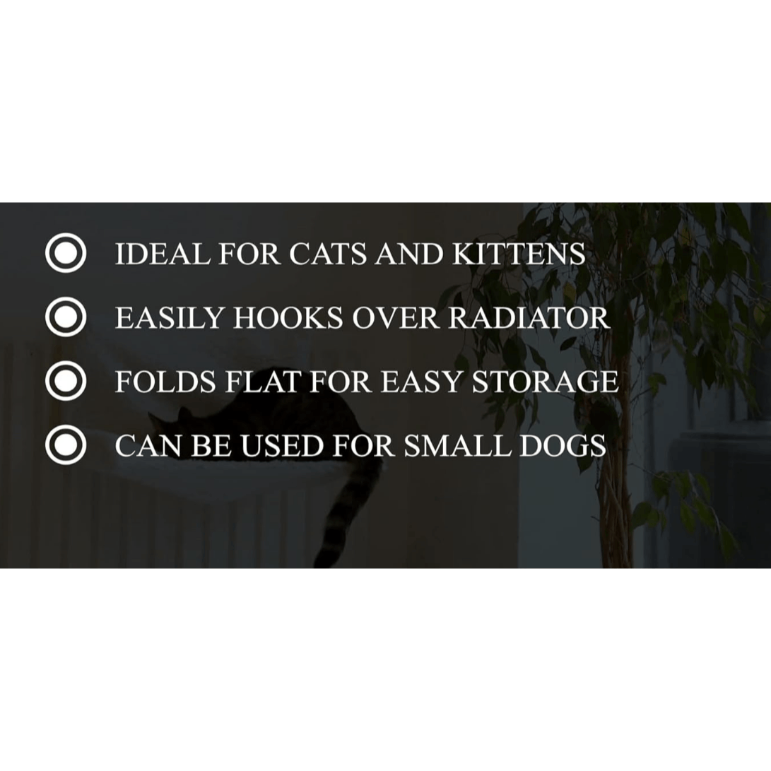 Cat Radiator Bed | Warm Fleece Hammock With Washable Cover | Hanging Radiator beds For Indoor Cats for Kittens & Cats (44x29x23cm) (White Pet Radiator Bed)