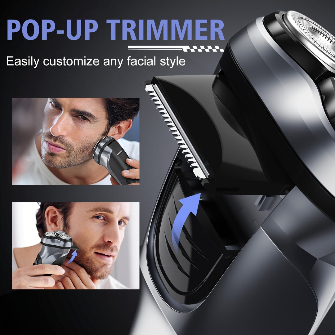 SEJOY Men' Electric Razor - Wet/Dry Shaver with Pop-Up Trimmer, 1-Hour Quick Charge, 3D Floating Head & LCD Power Display - Rechargeable - Shaver Suitable for Face & Body Hair