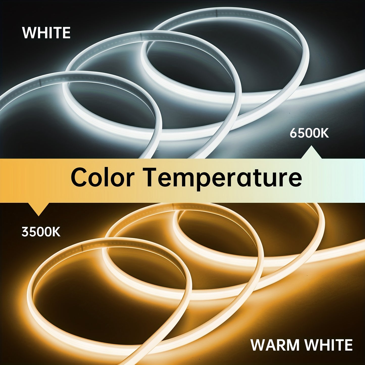 COB LED Strip Lights, 288leds/m Flexible Indoor Lighting Lamp, LED Ribbon Adhesive High Brightness, White Or Warm White for Kitchen, Garden, Home Room Decoration, IP65 with UK Power Plug And Switch