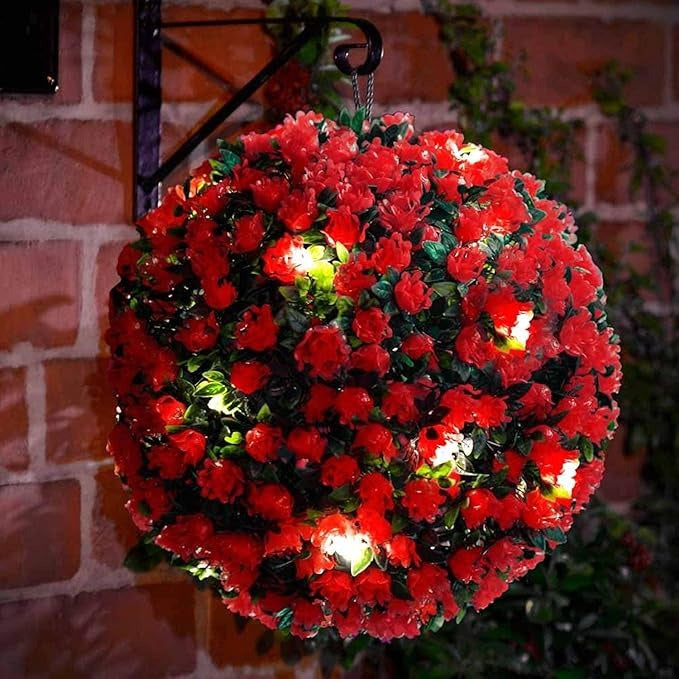 Solalite® 1Pack/4Pack Solar Topiary Balls – 28cm Round Artificial Ball Plants Outdoor with 20 Solar Led Lights, Garden Hanging Balls Sphere Decorative For Wedding, Christmas, Backyard, Balcony, Garden Decor