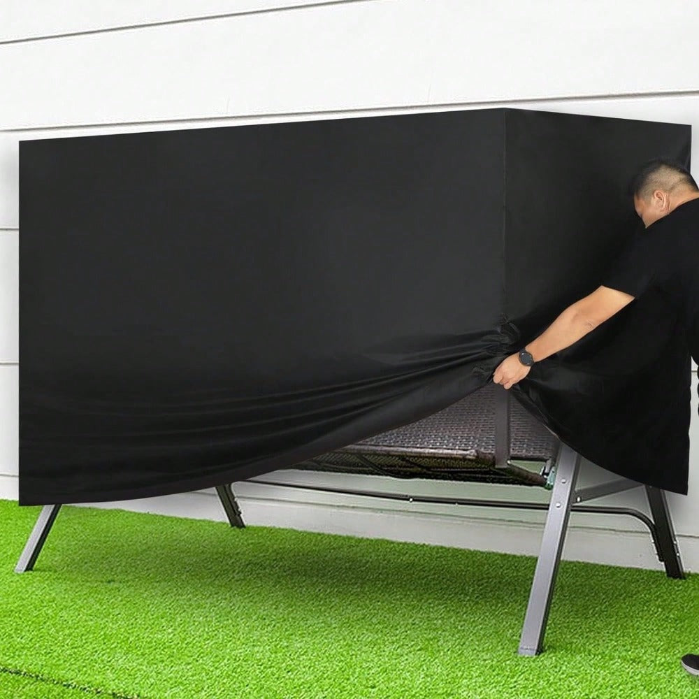 3 Seater Garden Swing Cover Heavy Duty Garden Swing Hammock Cover with Drawstring Proof Swing Seat Cover Furniture Protective Cover for All Weather Protection 220x170x145cm