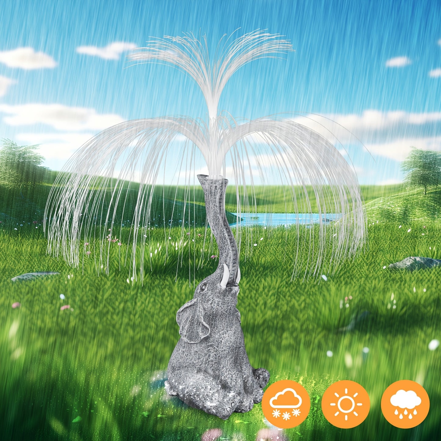 1 Solar Powered Creative Elephant Statue Fountain Light - Perfect for Garden, Lawn, Balcony, Porch, And Pond Decoration, A Unique Gift for Outdoor Lighting