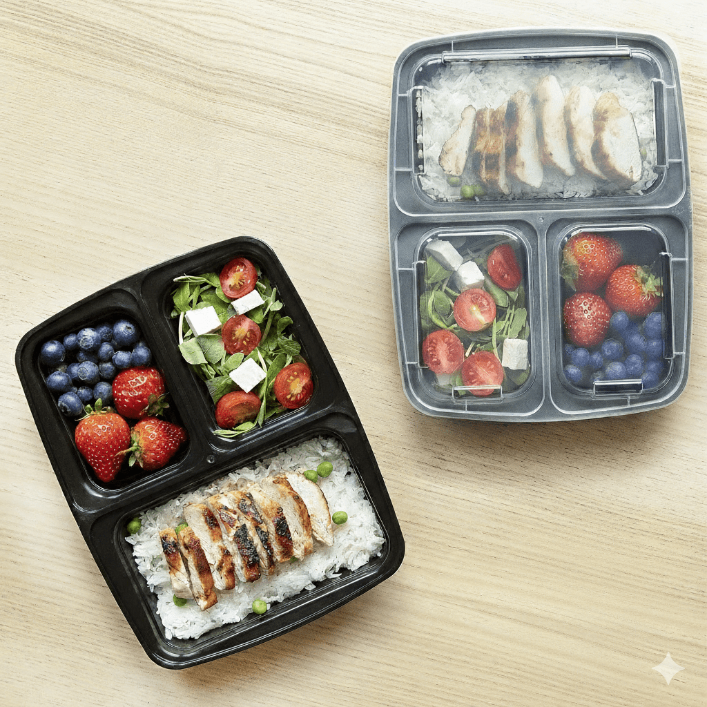 Meal Prep Containers Reusable Storage with Lids – Stackable, Microwave, Freezer & Dishwasher Safe 3 Compartment