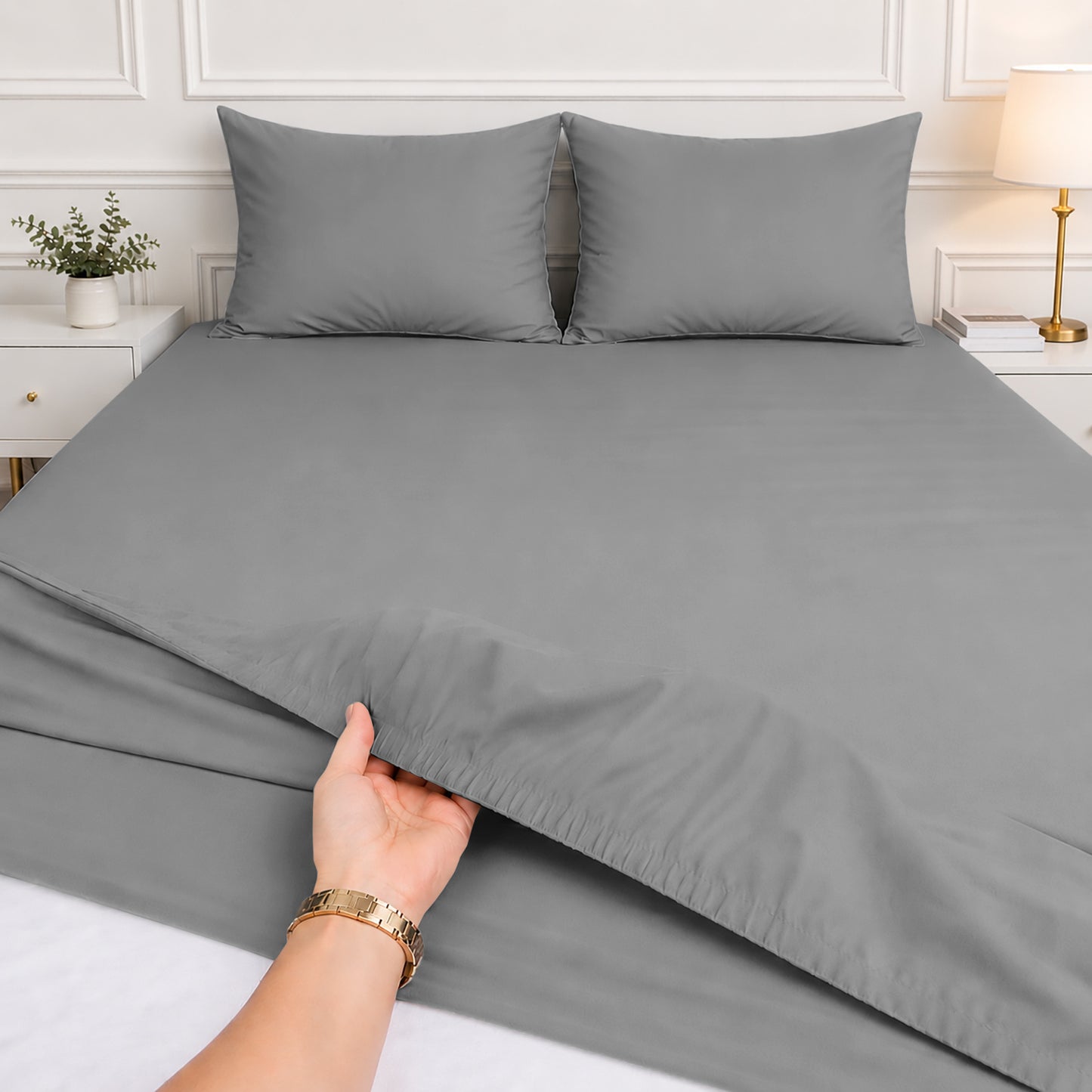 1pc 40CM Extra Deep Fitted Sheet – Soft Comfortable Microfiber Bed Sheet, Durable & Breathable Fabric, All Around Elastic, Wrinkle Resistant, Machine Washable Sheet for Home Bedroom