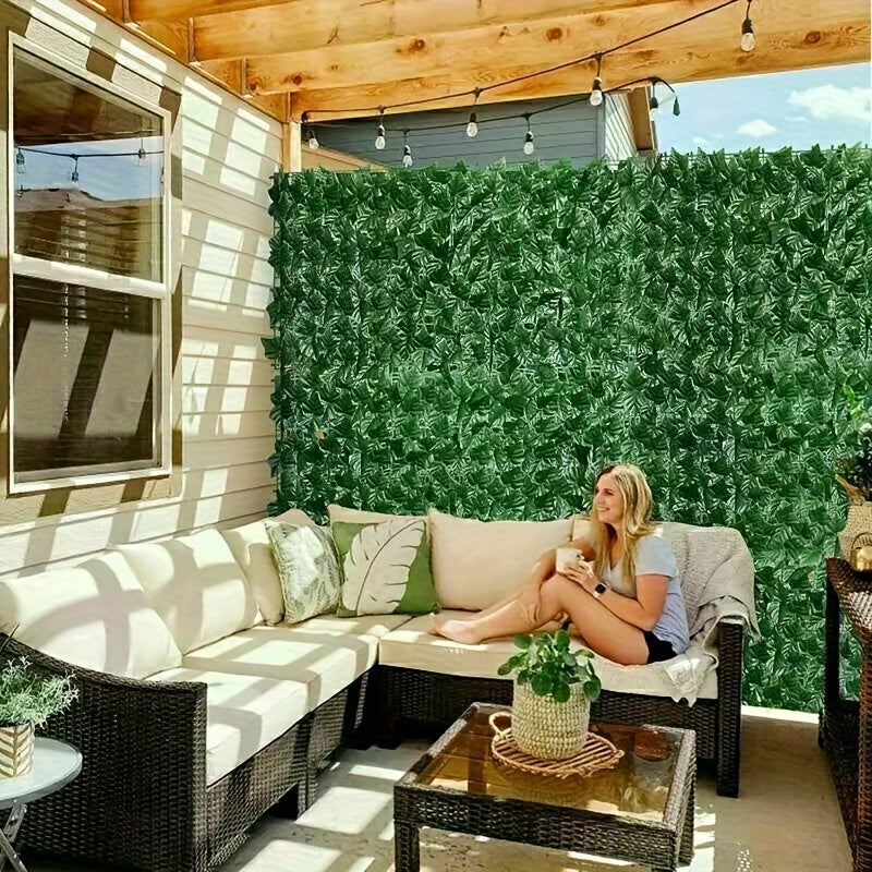 1M*3M/1M*5M Artificial Ivy Leaf Privacy Hedge Fence, Garden Fence Screening Panel Landscape Balcony Wall Privacy Cover Home Decoration for Patio, Balcony, Wall, Backyard, Garden
