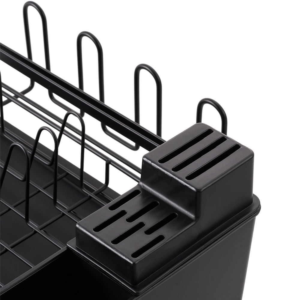 Adjustable Multi-Functional Dish Drainer Rack for the Kitchen, Wrought Iron Kitchen Utensil Rack, Large Capacity Storage Organiser with Drain Board, Utensil Rack, and Cup Hooks, Foldable Design to Save Space, Ideal for Drying Plates, Bowls, Pots, and Uten