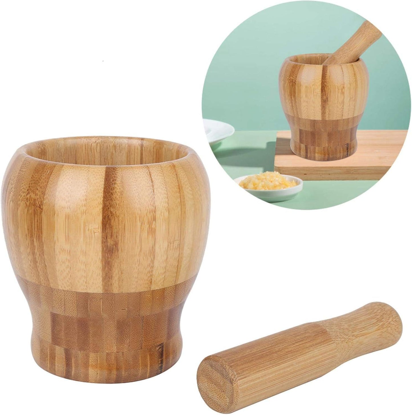 Kitchen Garlic Spice Wooden Mortar and Pestle, Healthy and Durable Kitchen Utensils, Multi-Functional for Home Chopping and Grinding