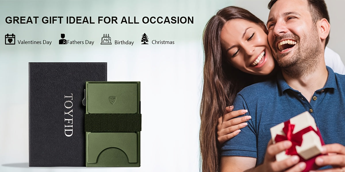 Compact Card Holder Designed for 12 Cards, Featuring RFID Protection And a Metal Construction. This Small Anti-Theft Case Includes a Sliding Ejector Button for Easy Access to Your Bank And Credit Cards, Made from Aluminum