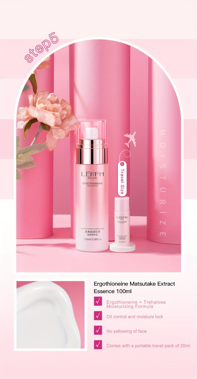 Ergot Thiamine Matsutake Moisturising Skincare Set - Hydrating, Brightening & Firming, Quickly Absorbed - Contains Hyaluronic Acid, Premium Ladies' Set, Suitable for All Skin Types, Christmas Gift Box, New Year Present