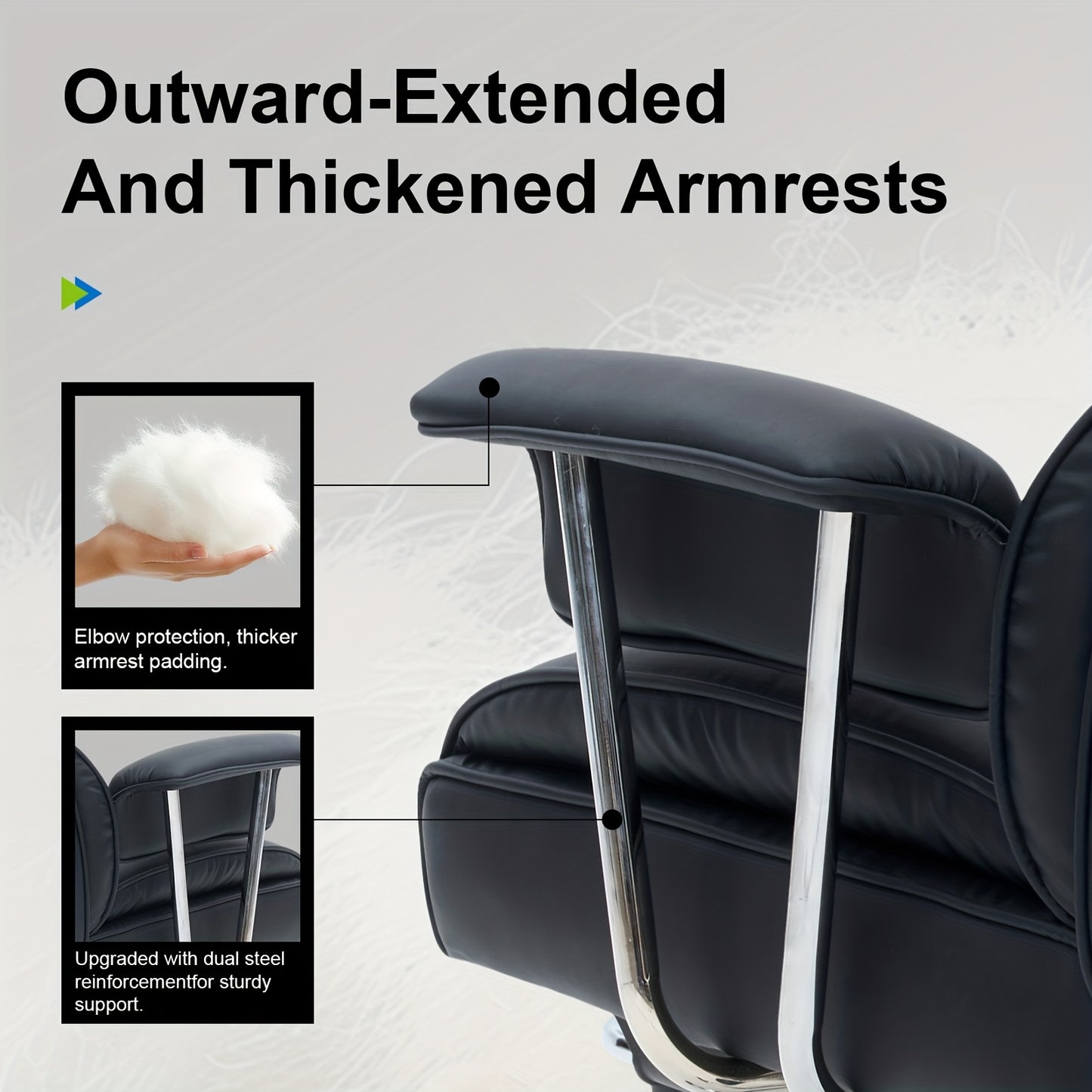 Big And Tall Ergonomic Office Chair with Footrest, Extra Wide Seat And Lumbar Support, Soft Fixed Armrests Comfortable Computer Desk Chair for Home Or Office