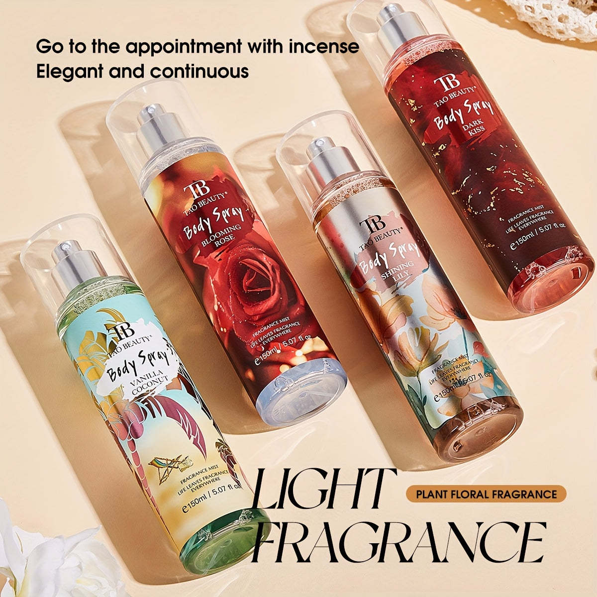 4pcs Body And Hair Perfume Spray - Creates An Irresistible Charm, Long Lasting Scent For All Seasons, Perfect For Everyday, Dates, Holidays Or Special Occasions.