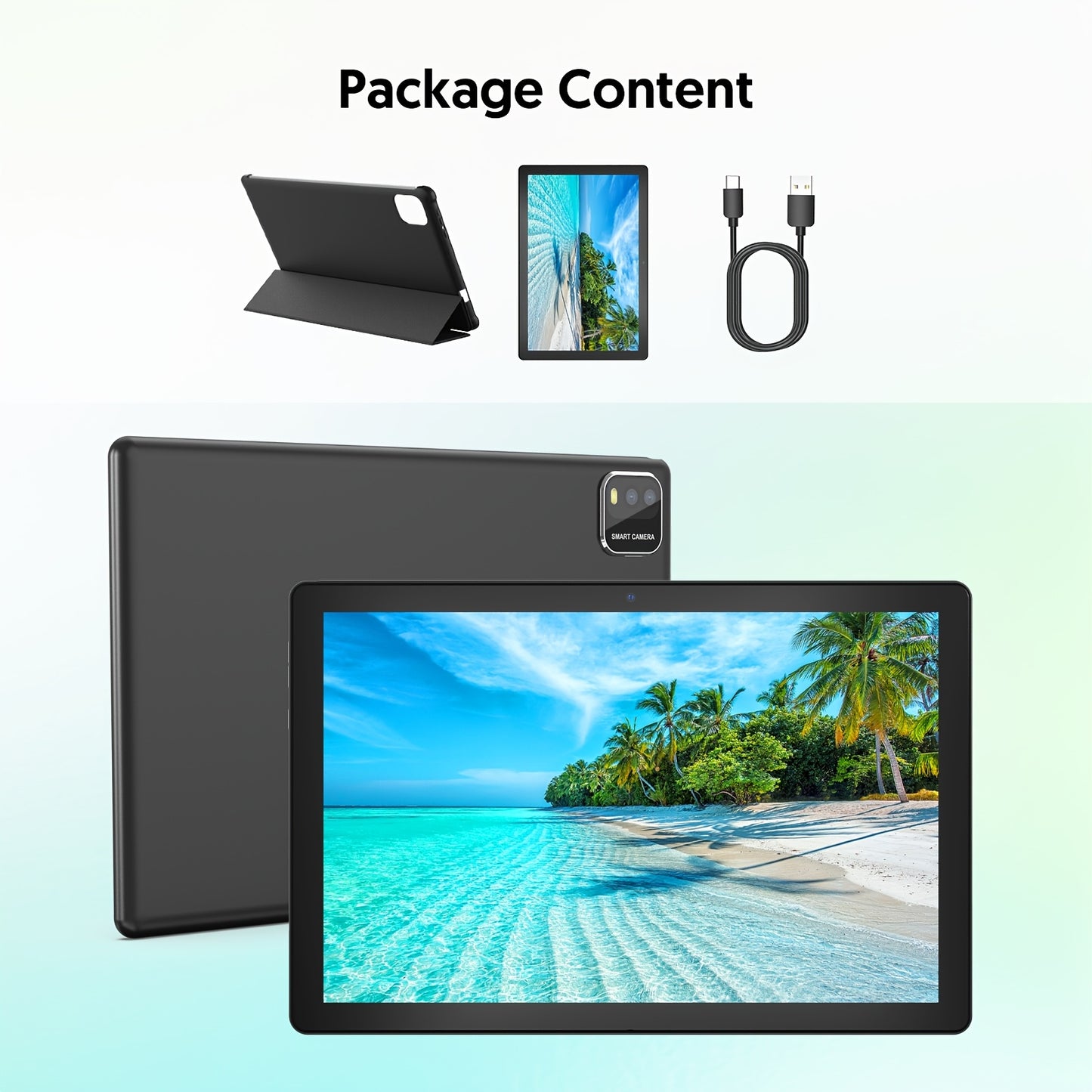 Newly Upgraded Android 15 System, 10.1-Inch New Tablet, 12 (3+9) GB RAM, 64GB ROM And 1TB Expandable Memory, Multiple Combinations to Choose from (Tablet with Leather Case/Tablet with Keyboard Set), 2.0+8.0MP, Wifi, 6000Mah Battery, Tablet, Pad
