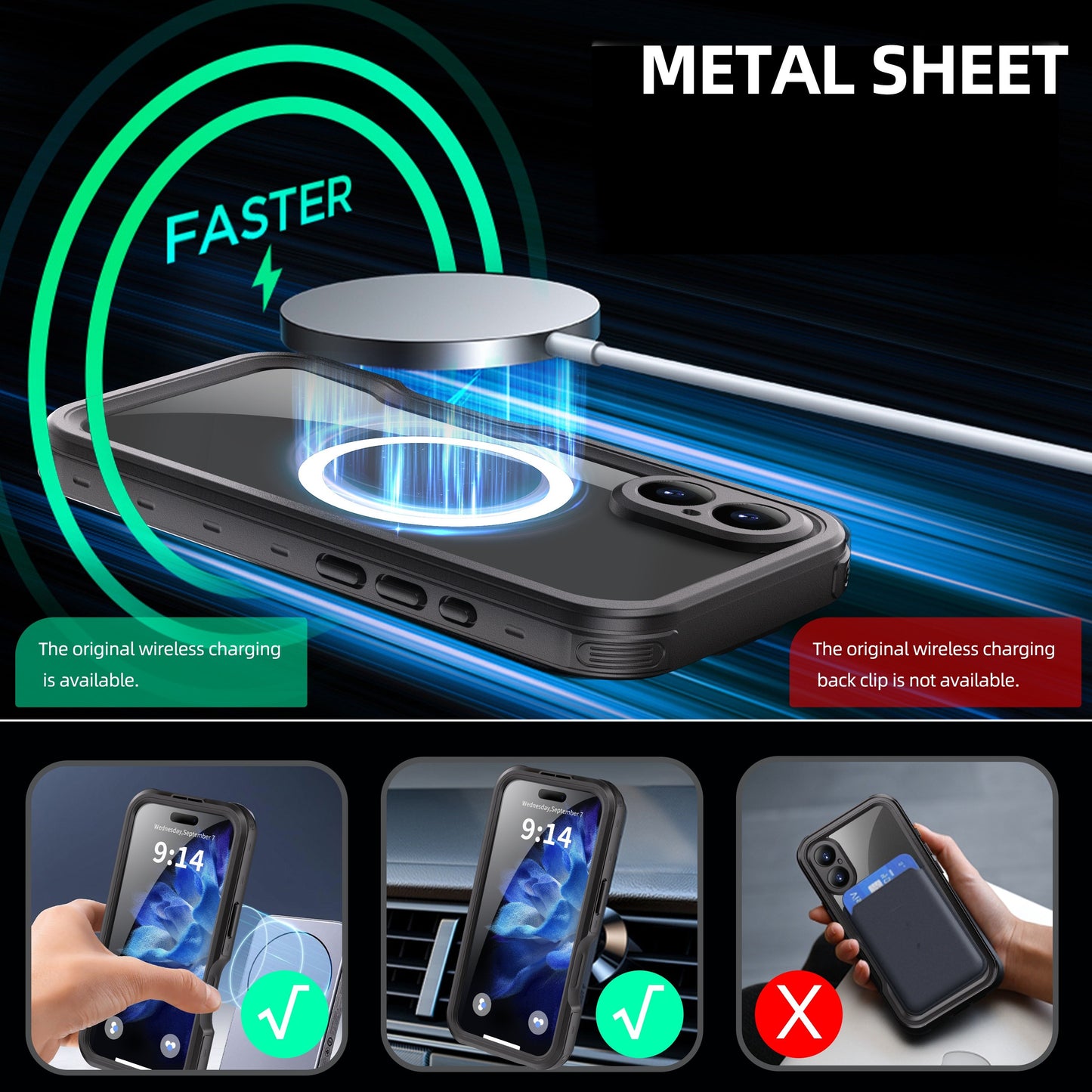 For iPhone 16 Plus 16 Pro Max Waterproof 360° Full Body Case Drop-proof Dustproof Snowproof Built-in Screen Protector Phone Case
