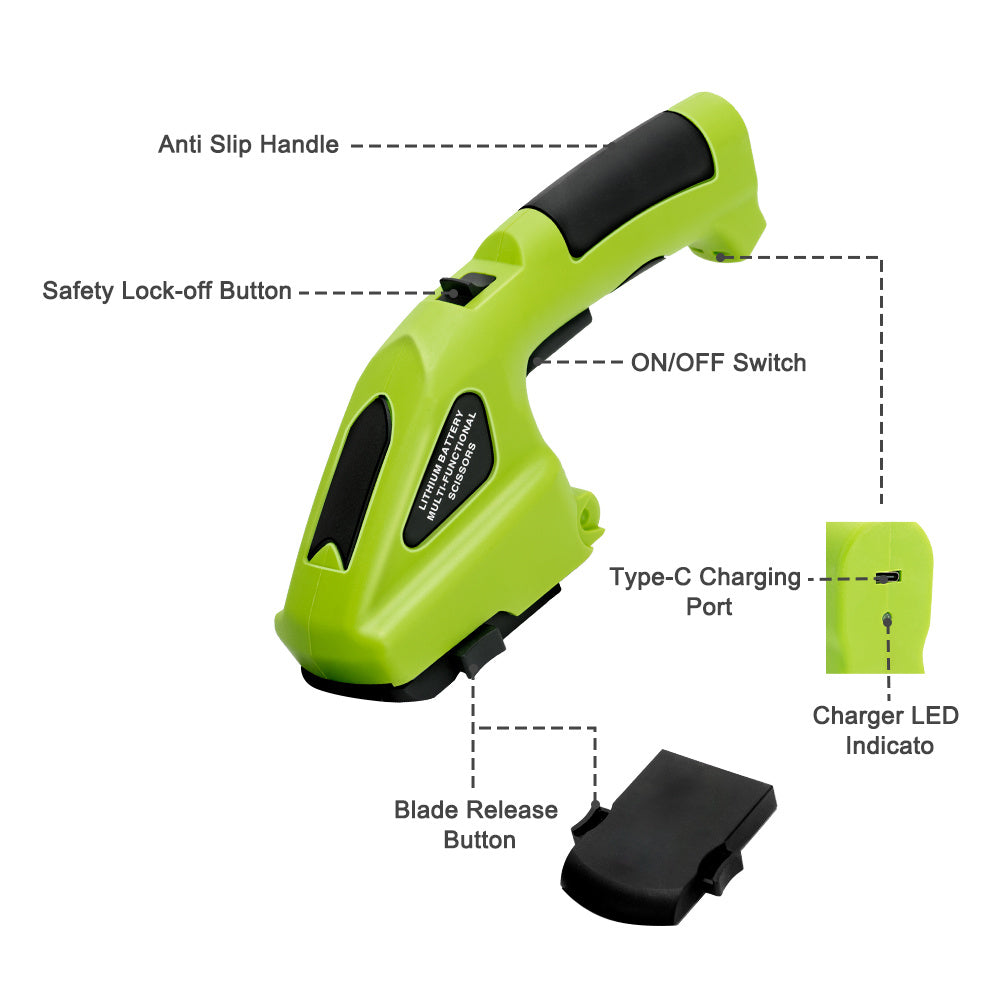 Machine Only Cordless Hedge & Grass Trimmer, Portable 2-in-1 Electric Handheld Hedge Trimmer & Pruner, Handheld Garden Tool Easy to Use for Professionals and Homeowners, Hedge Trimmer Electric, Home Gardening Tool, Comfortable Grip Handle, Durable Constru