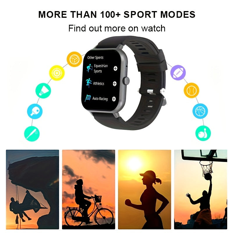 Smartwatch for Men And Women Gift, 4.65 cm Full Touch Screen Smartwatch with Text And Call Capabilities, Android Iphone, Fitness Tracking Watch, Exercise Mode, Pedometer, Distance, Calories, 100+ Exercise Mode