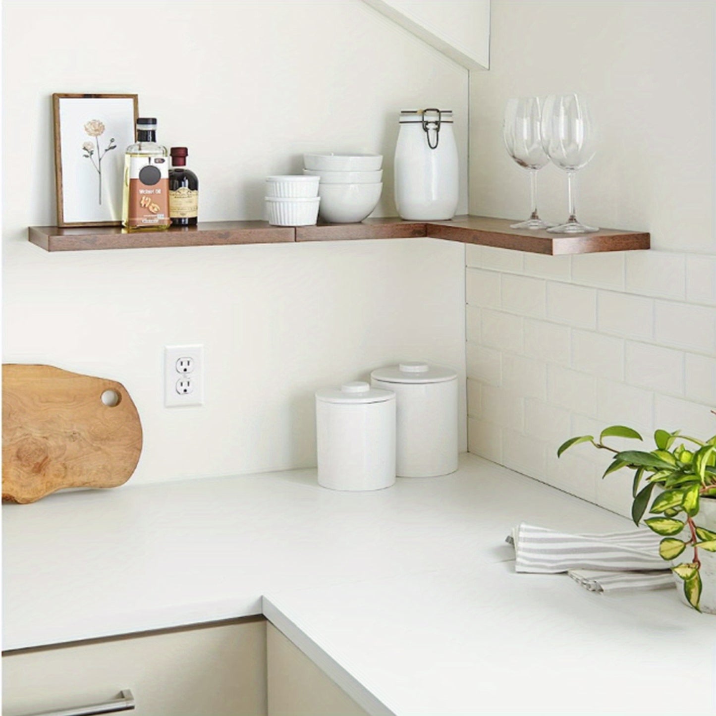 3 Pack Rustic Wood Floating Shelves Wall-Mounted with Sturdy Metal Brackets - Heavy Duty Painted Finish, Natural Wood Grain, Easy Installation for Living Room, Bedroom, Kitchen - Space-Saving Modern Farmhouse Style Shelving (No Visible Brackets)