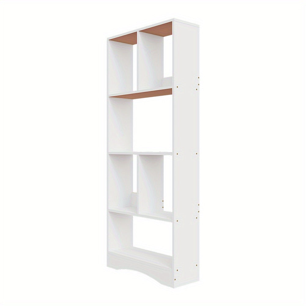 4-Tier Bookcase White Wooden Freestanding Bookshelf 50x17x120cm Open Storage Shelf Tall Shelving Unit for Living Room Home Office Hallway & Dining Room