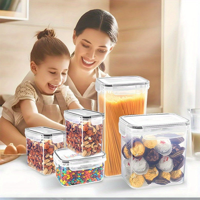 48/46/12/60/84pcs Air-tight Crisper with Lid, Label And Marker, Plastic Kitchen Pantry Storage Container for Sugar, Flour And Baking Supplies, Kitchen Supplies, to Keep Food Fresh And Organized, (24/23/6/30/42Jars +24/23/6/30/42LIDS), Packaging Box