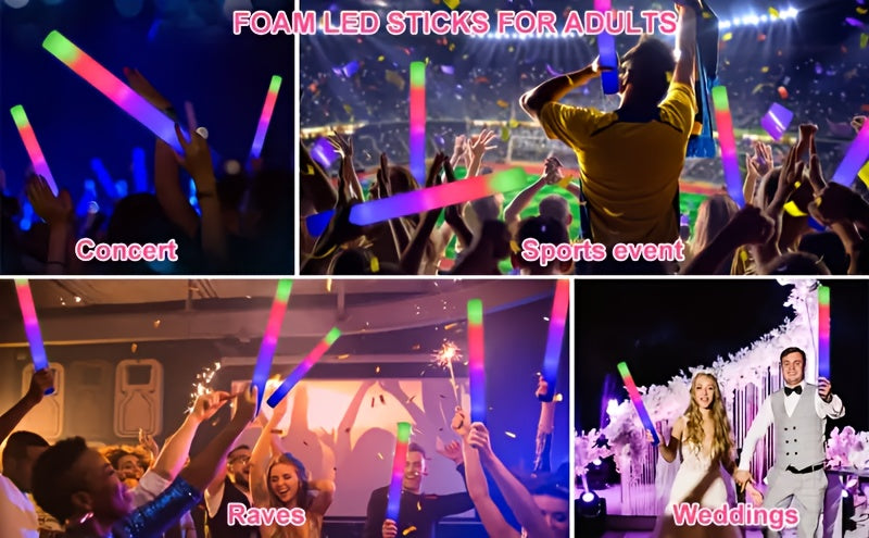 50pcs Lighted Holiday Displays - Foam Glow Sticks for Outdoor Christmas Decor Valentine's Day Decoration, Halloween, Weddings And Other Holiday Events, Parties And Gatherings